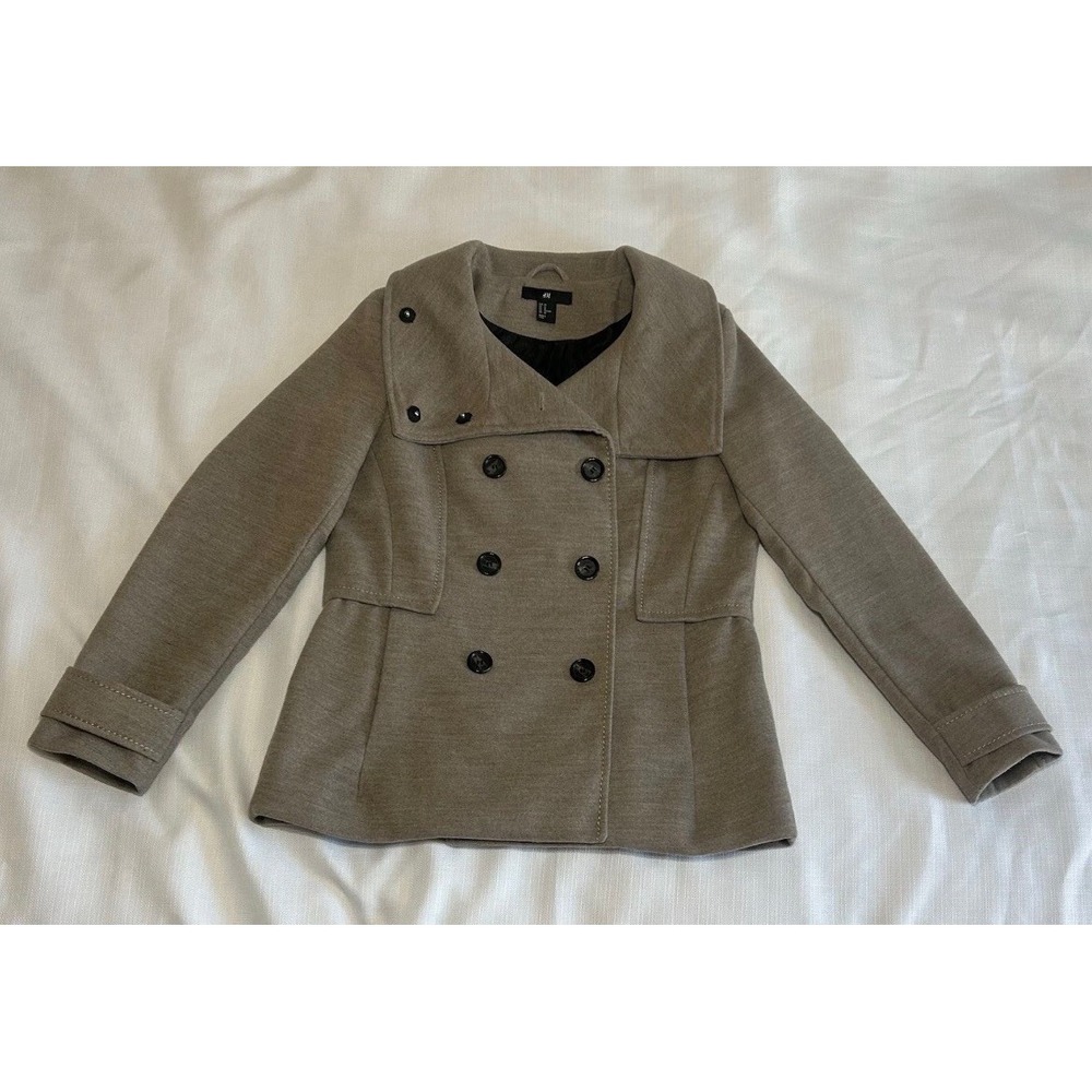 H&M Women's Jacket Double Breasted Pea Coat Size 10, Tan